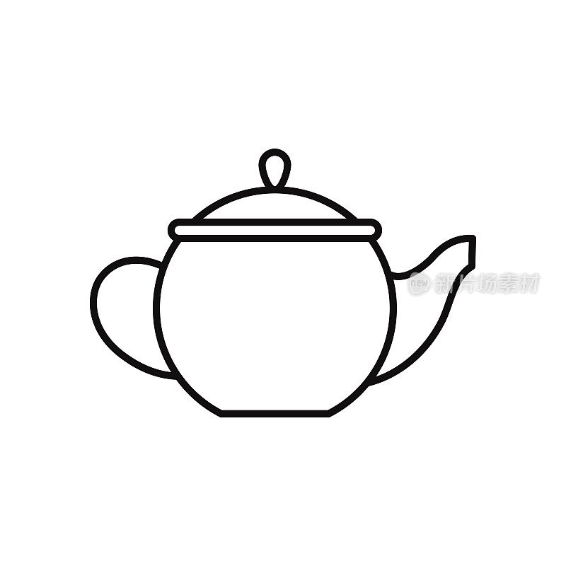 Teapot line icon. Tea kettle symbol, outline style pictogram on beige background. Kitchen Cookware sign for mobile concept and web design. Vector graphics. stock illustration